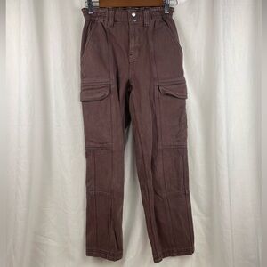 PACSUN Unisex Men Women Brown Cargo Cotton Skate Grunge Utility Denim Pants XS